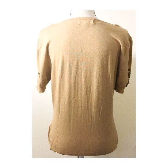 Nine West Vintage Style Tan Beaded Cardigan - Picture 3 of 4